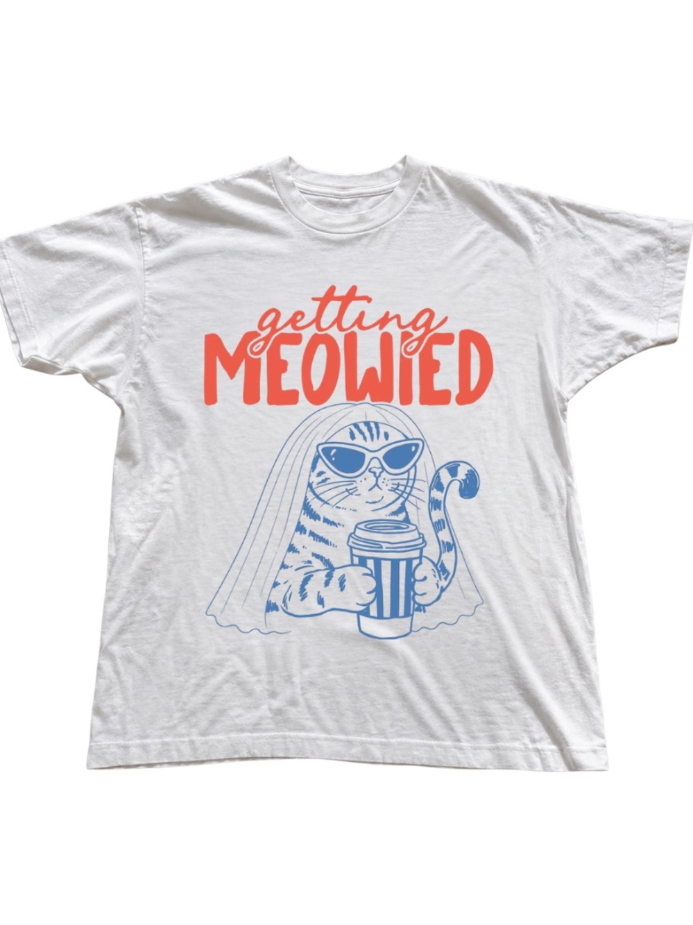 White "Getting Meowied" Cat shirt, funny cat bride tee, cat wedding shirt